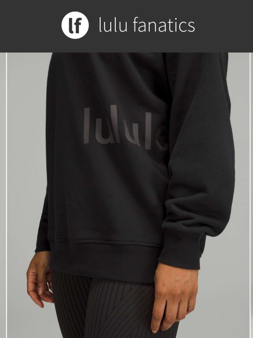Lululemon Perfectly Oversized Crew LOGO Sweatshirt ~sz 8 Black GRAPHIC